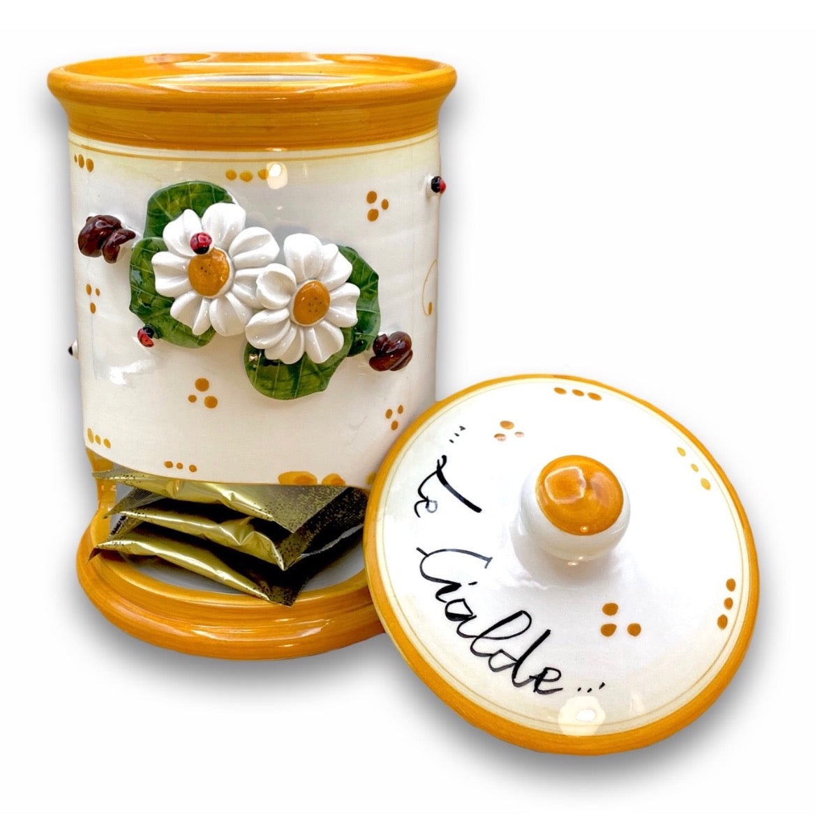 Porta cialde caffè in ceramica di Vietri Linea Margherite