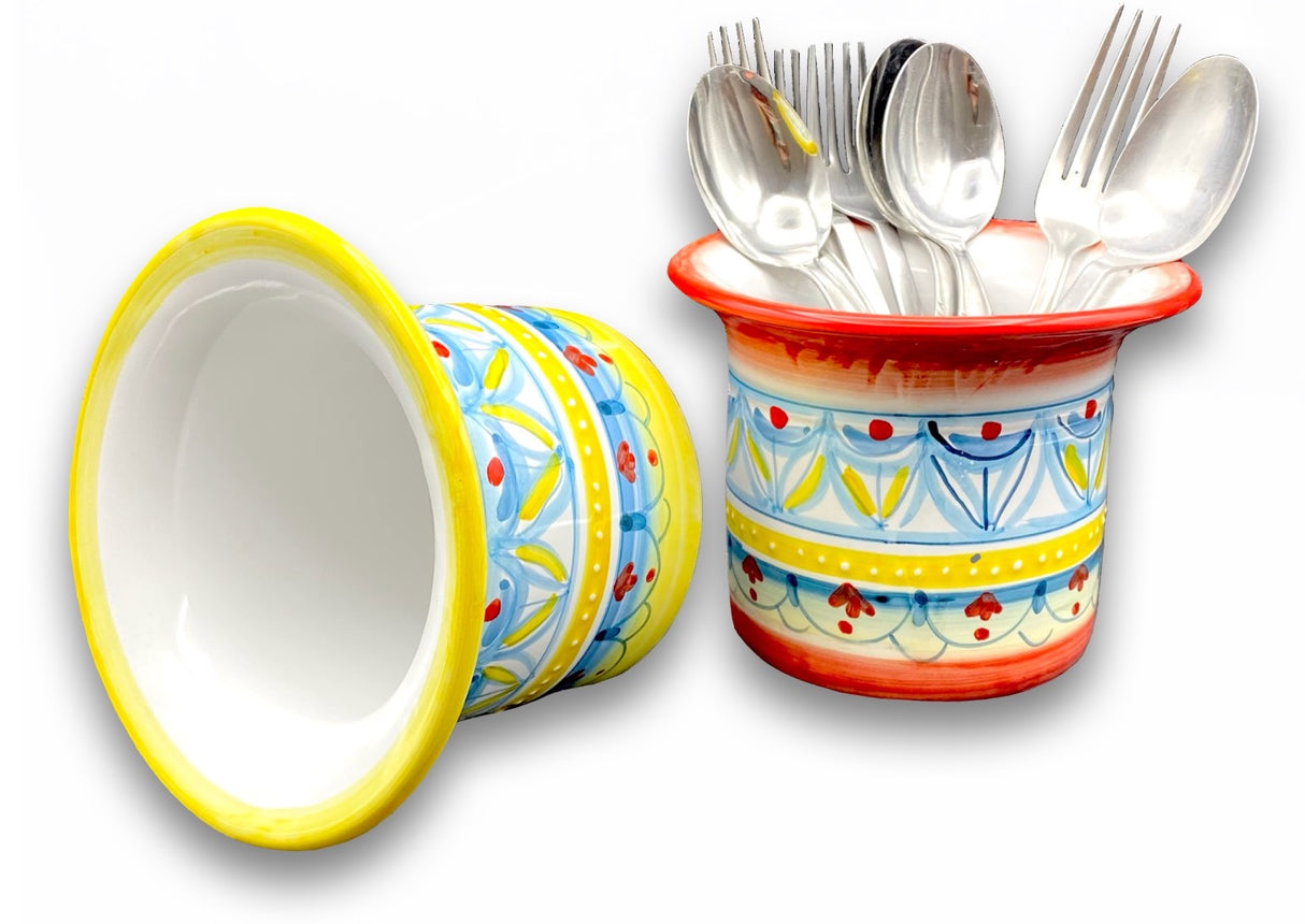 PORTA POSATE SVASATO in ceramica vietrese