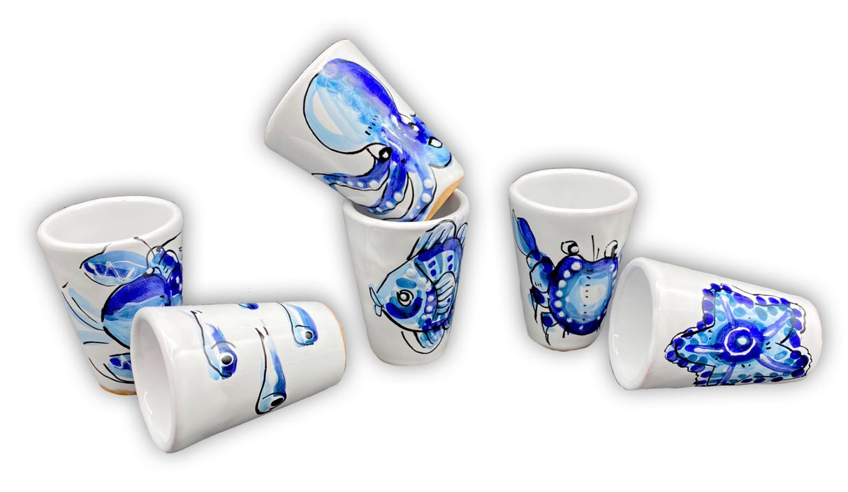 Bicchierino liquore in ceramica vietrese MARE MAGNUM