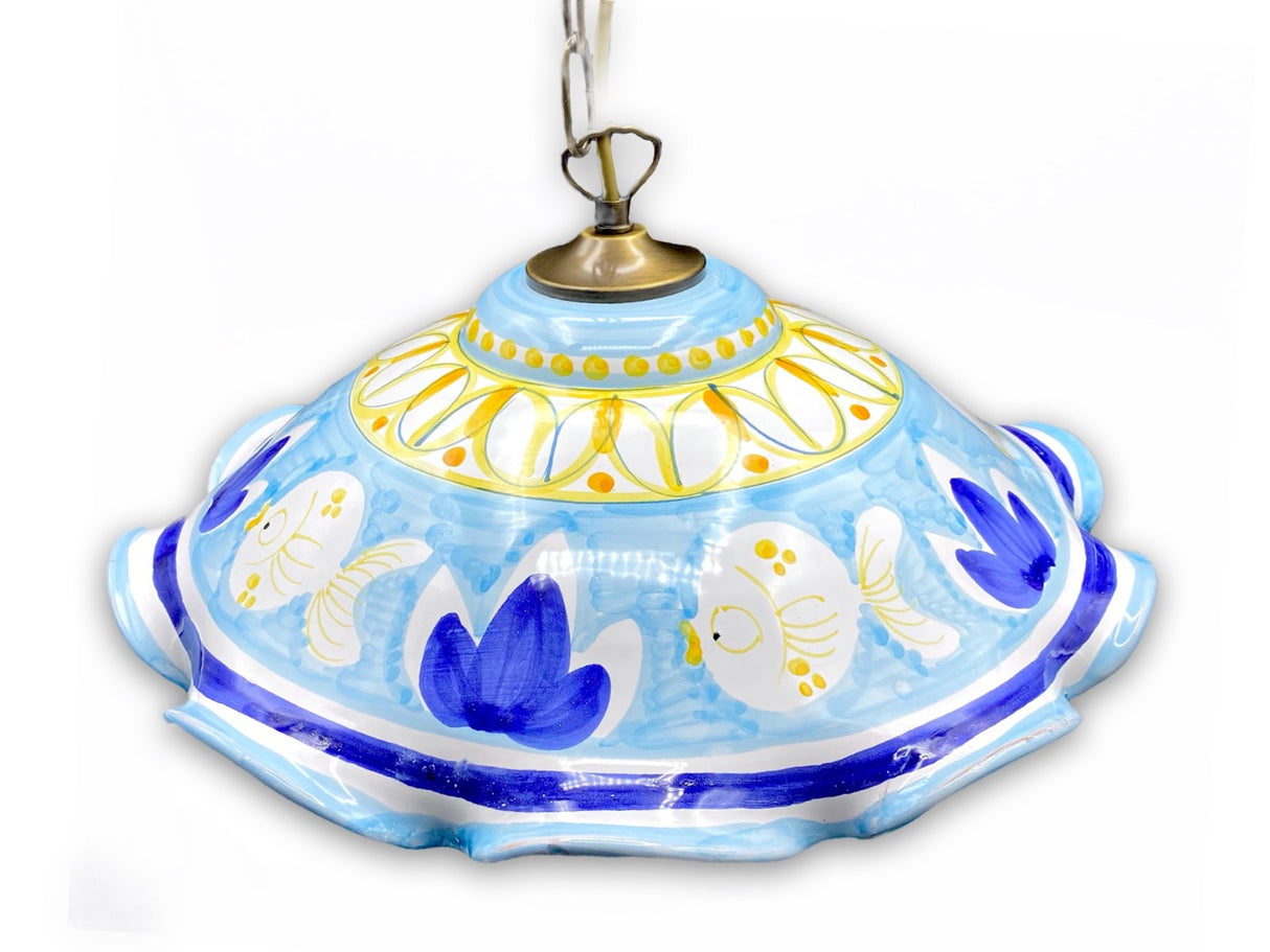 Lampadario in ceramica vietrese DECORO PESCE PALLA