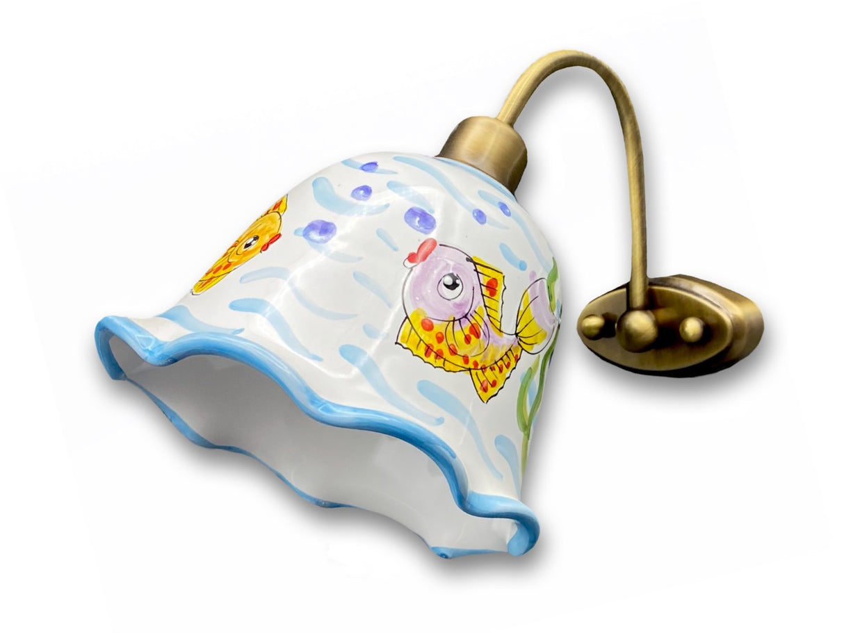 Applique a campanella singola in ceramica vietrese DECORO FONDO MARE