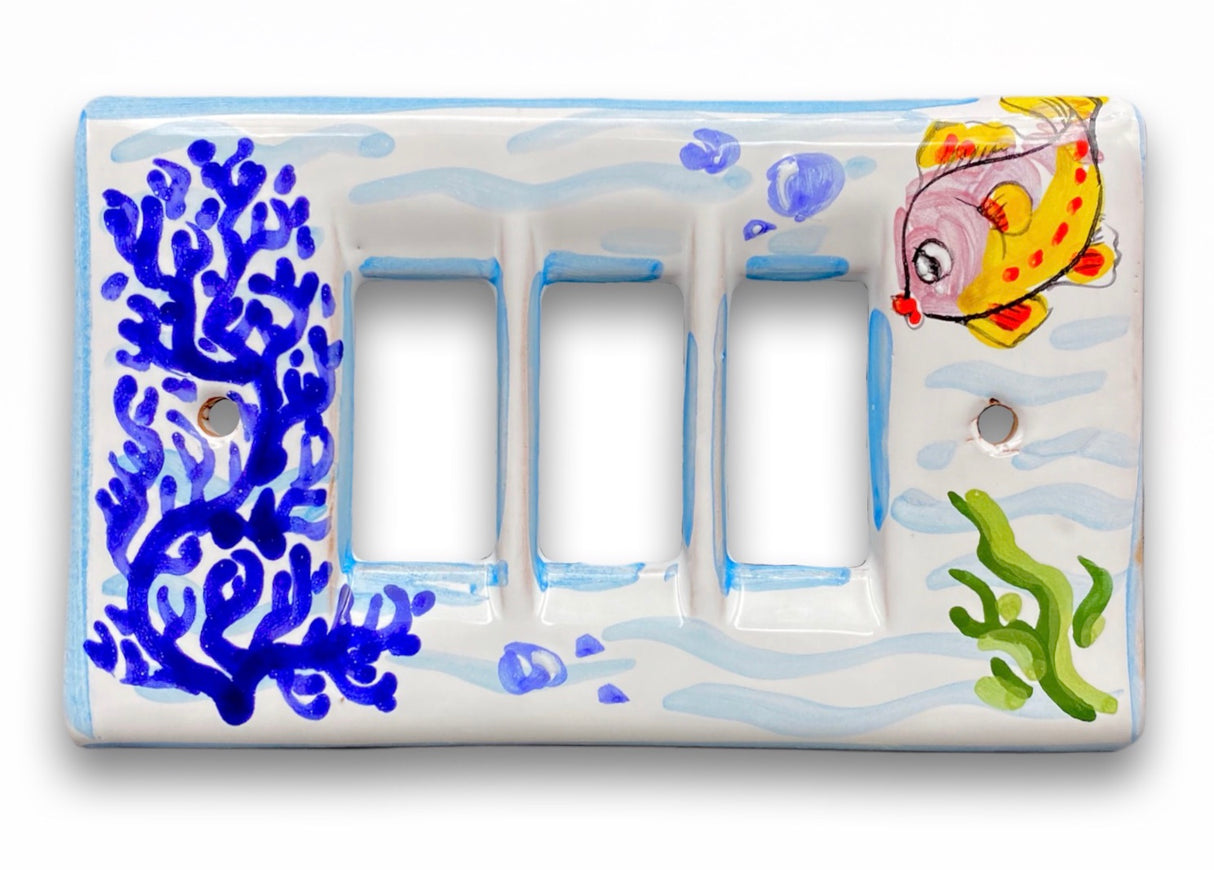 Coprinterruttore Magic in ceramica vietrese DECORO FONDO MARE