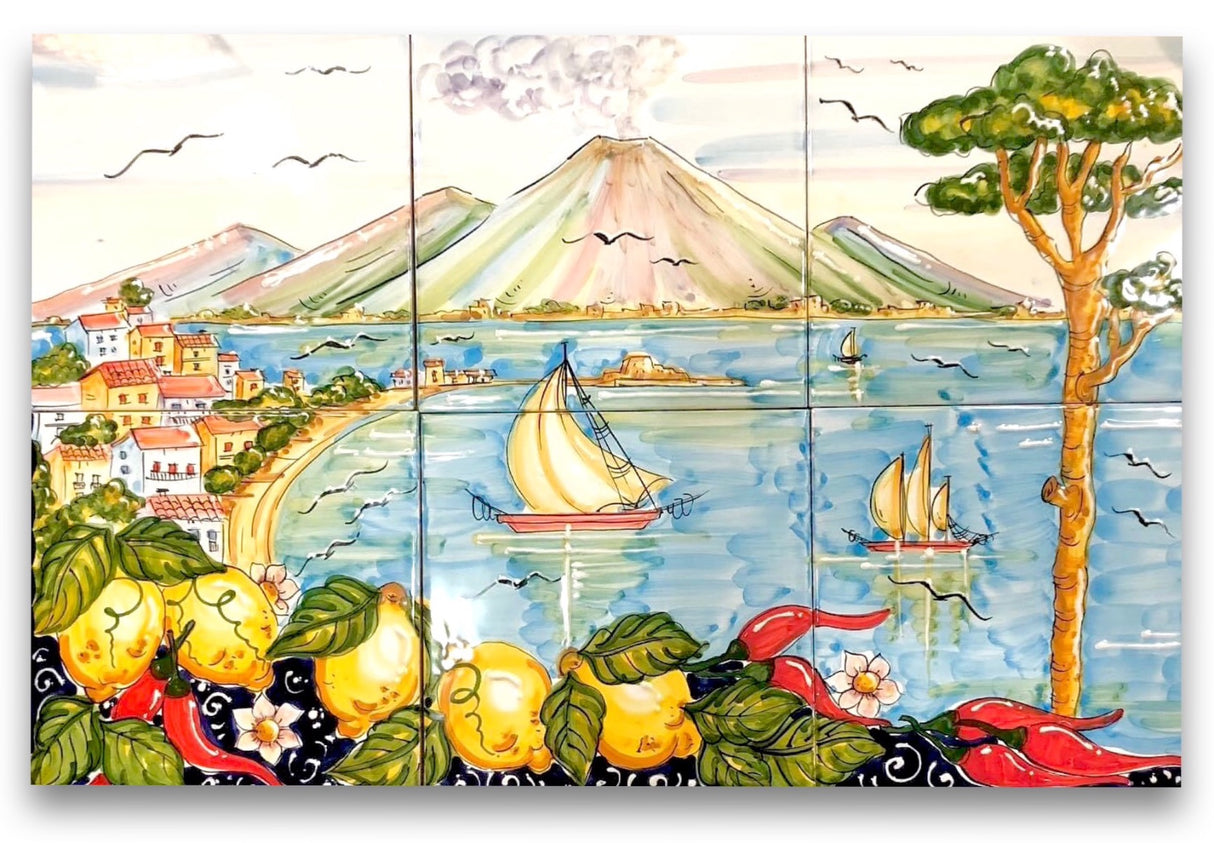 Pannello in ceramica di Vietri DECORO NAPOLI LIMONI
