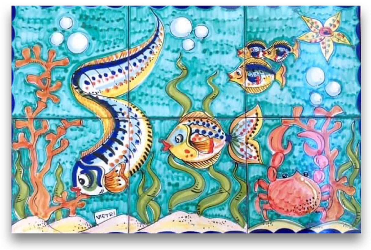 Pannello in ceramica di Vietri DECORO MARE ABISSI