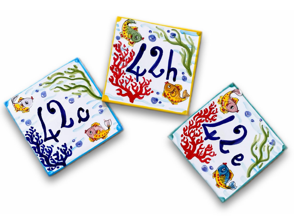 Mattonella in ceramica vietrese FONDO MARE Personalizzabile