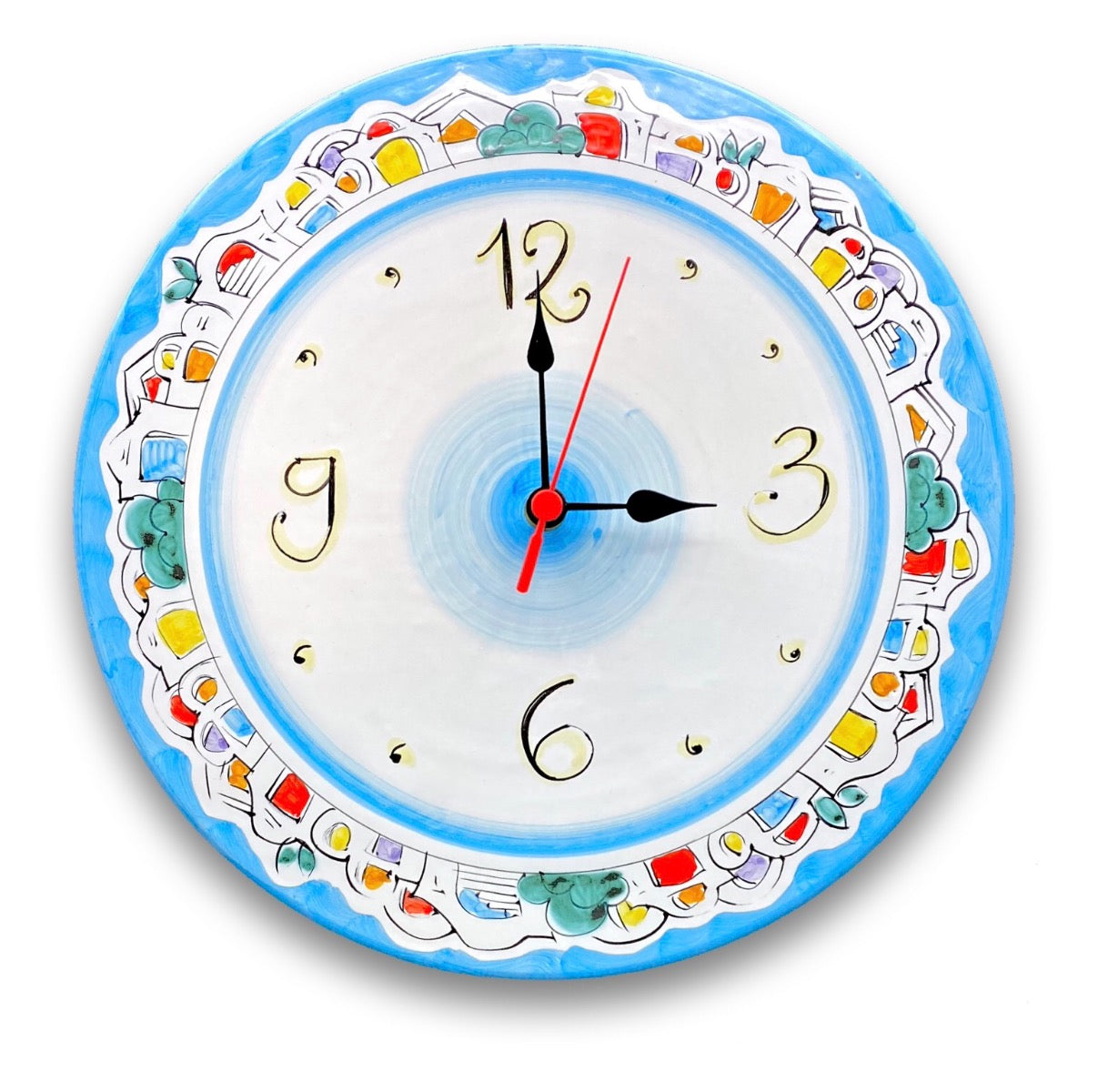 Orologio a disco in ceramica di Vietri