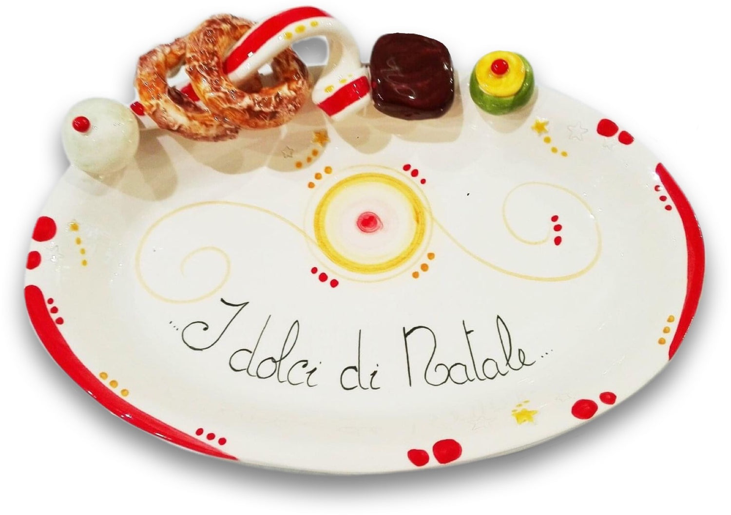 Ovalina Natale in Ceramica Vietrese app. Dolci Natalizi Napoletani