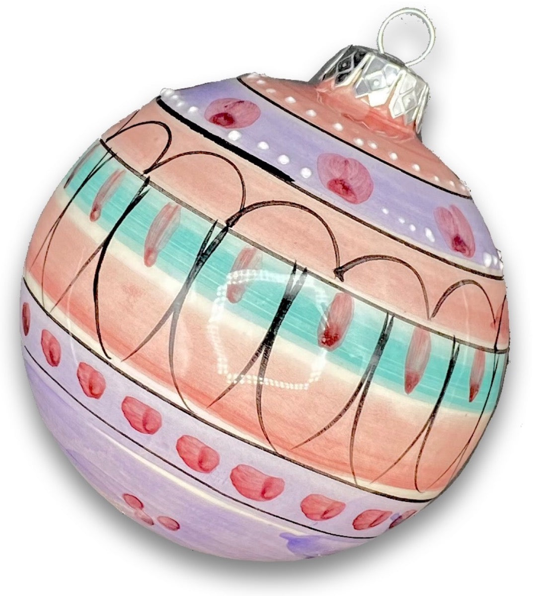 Pallina Natale decoro geometrico in ceramica di Vietri