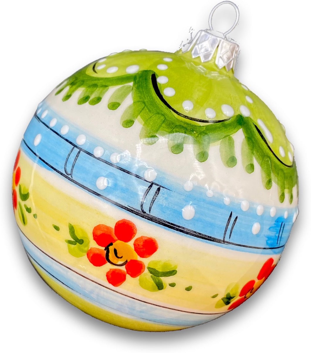 Pallina Natale decoro geometrico in ceramica di Vietri