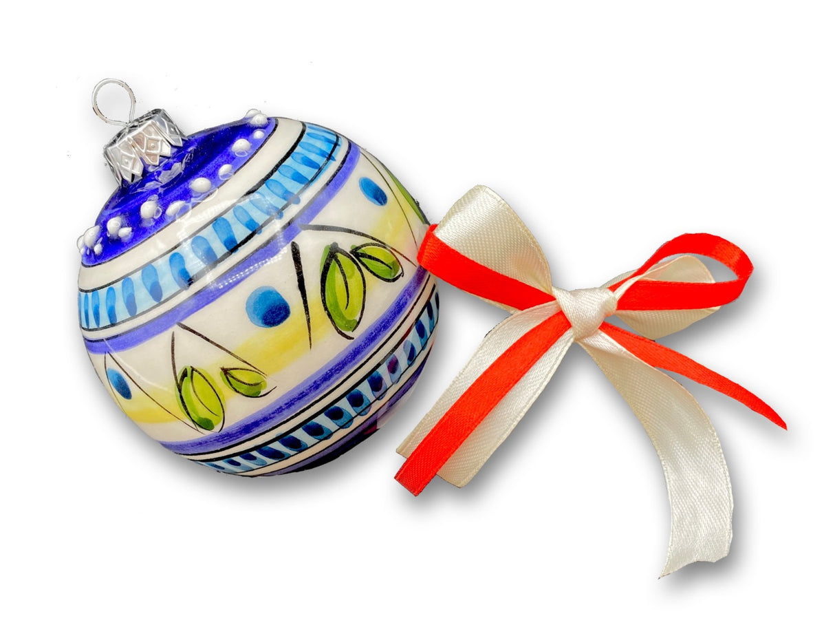 Pallina Natale decoro geometrico in ceramica di Vietri