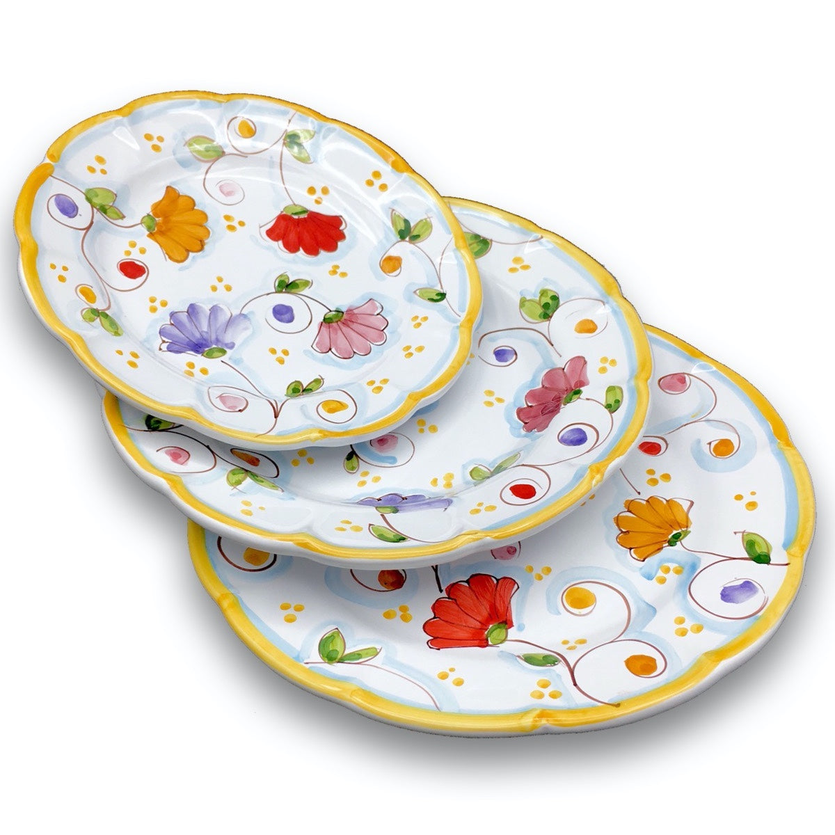 Piatto in ceramica di Vietri Primule New