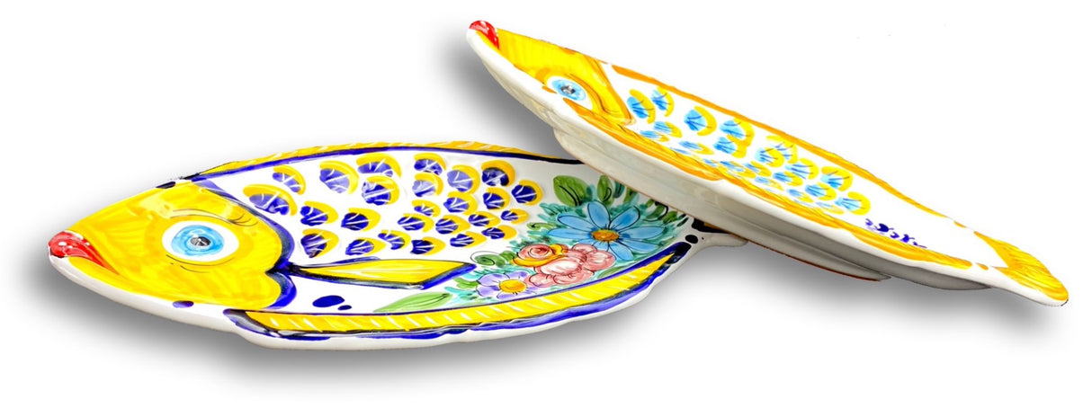 Piatto pesce con squame in ceramica di Vietri