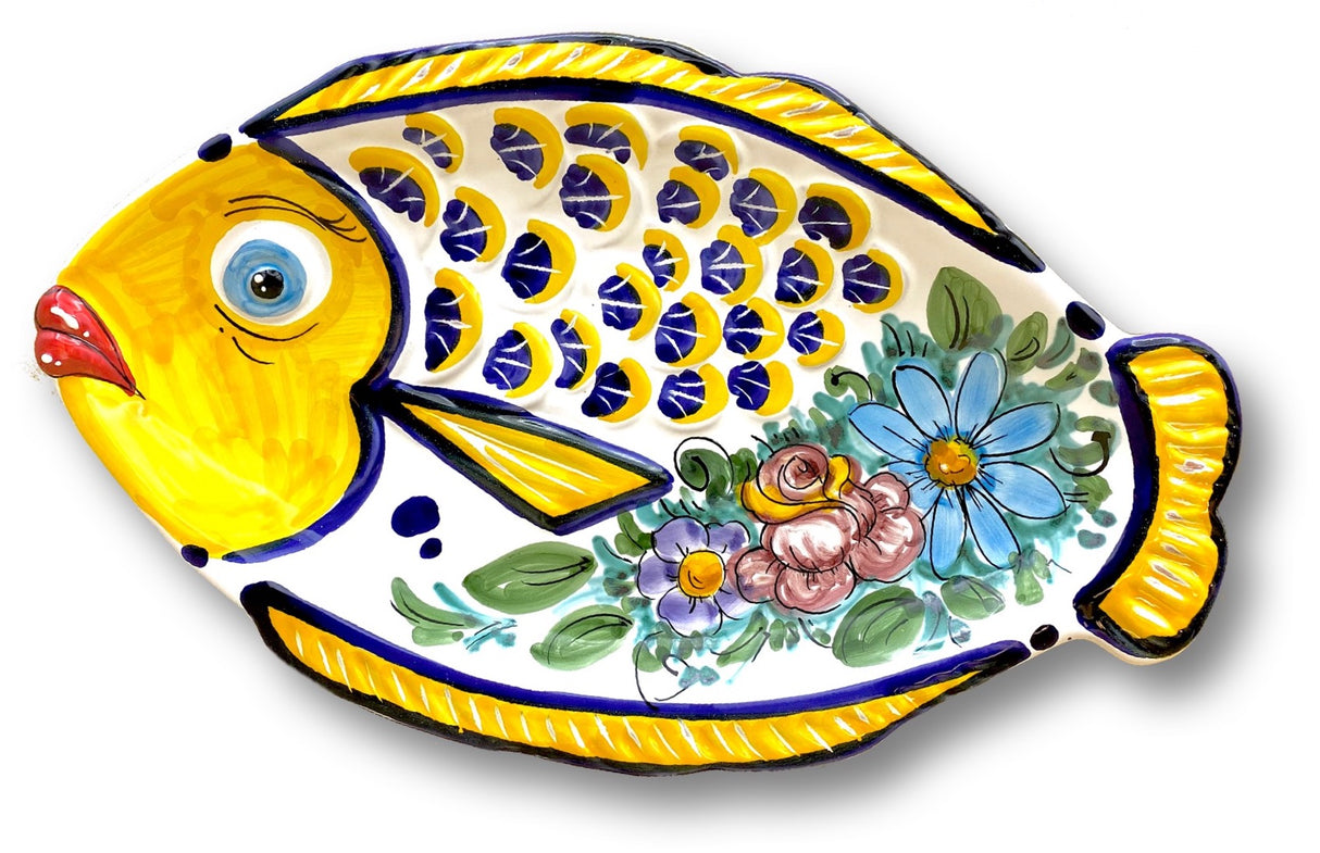 Piatto pesce con squame in ceramica di Vietri
