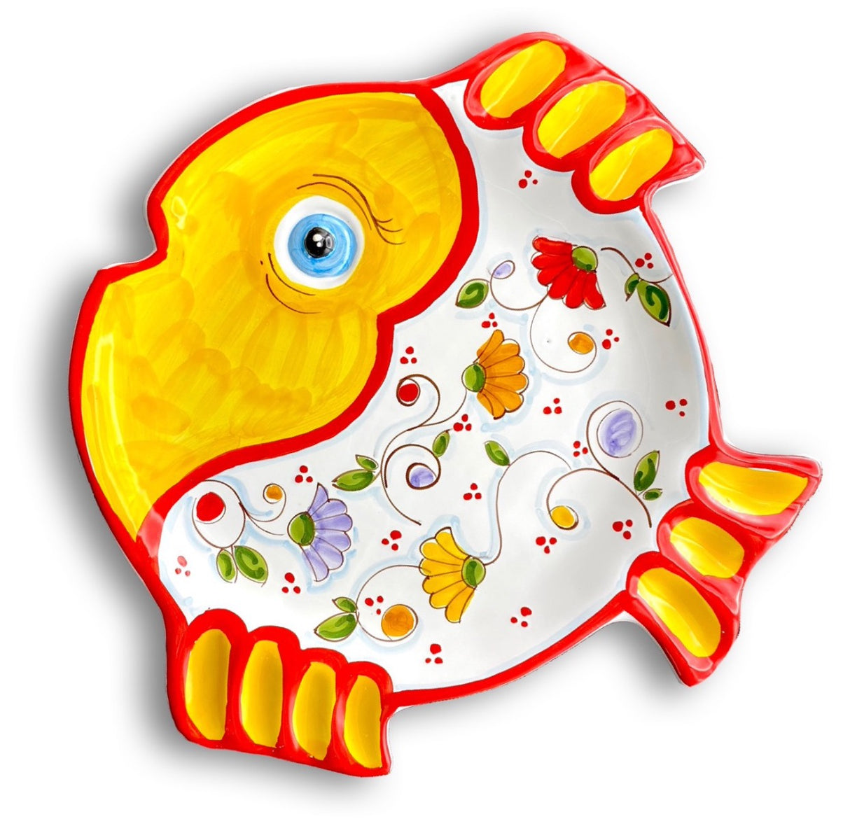 Piatto Pesce Rotondo in Ceramica Vietrese DECORI MISTI