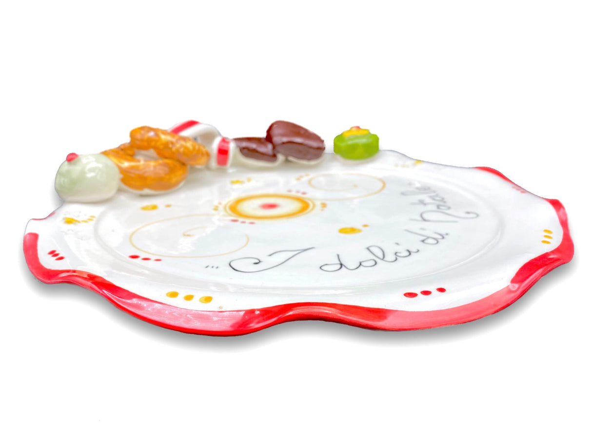 Piatto smerlato Natale per dolci in ceramica di Vietri