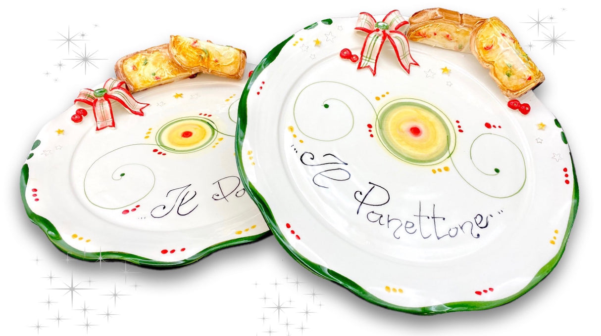 Piatto Smerlato Natale in Ceramica Vietrese app. PANETTONE