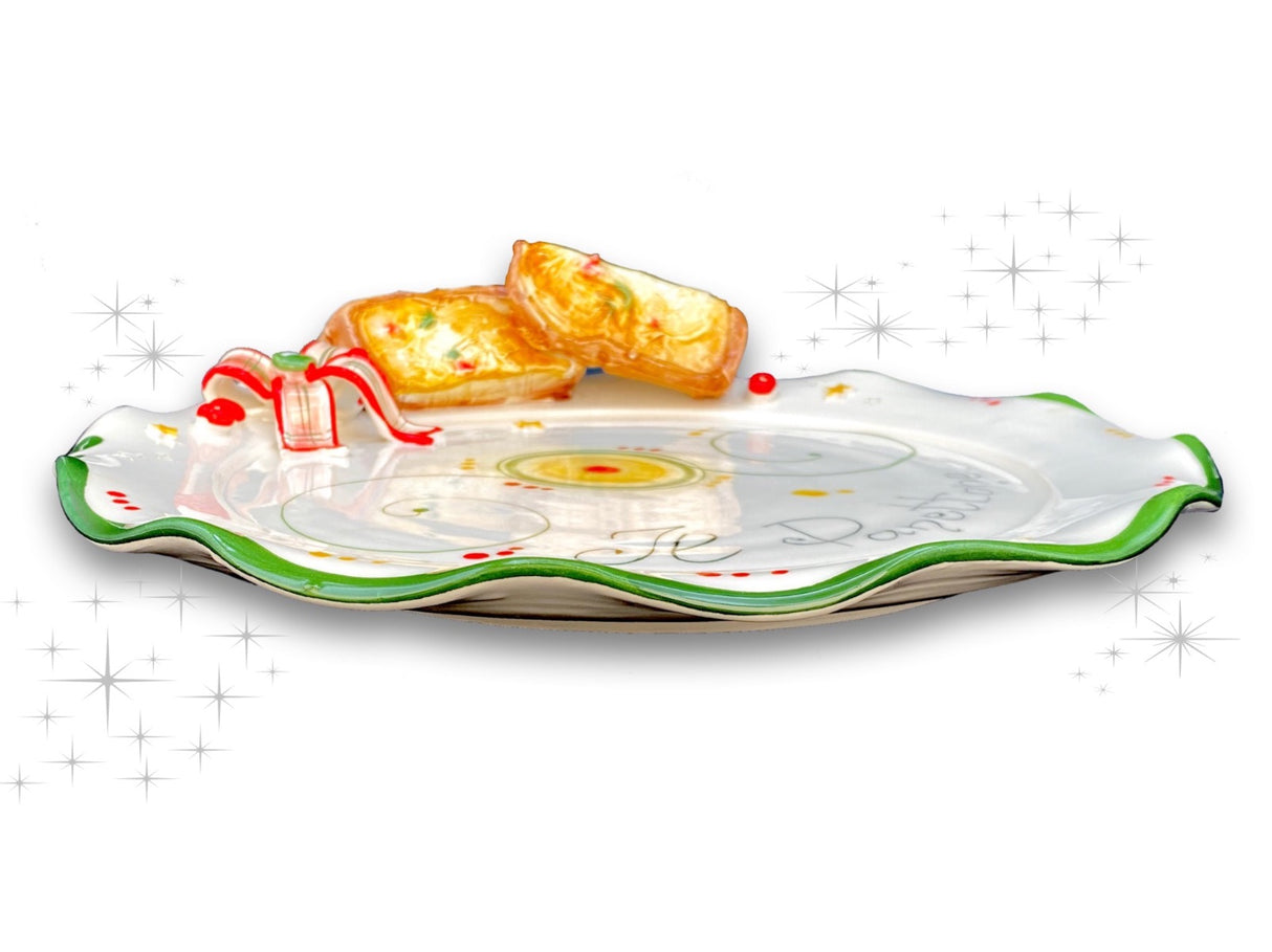 Piatto smerlato Natale per panettone in ceramica di Vietri