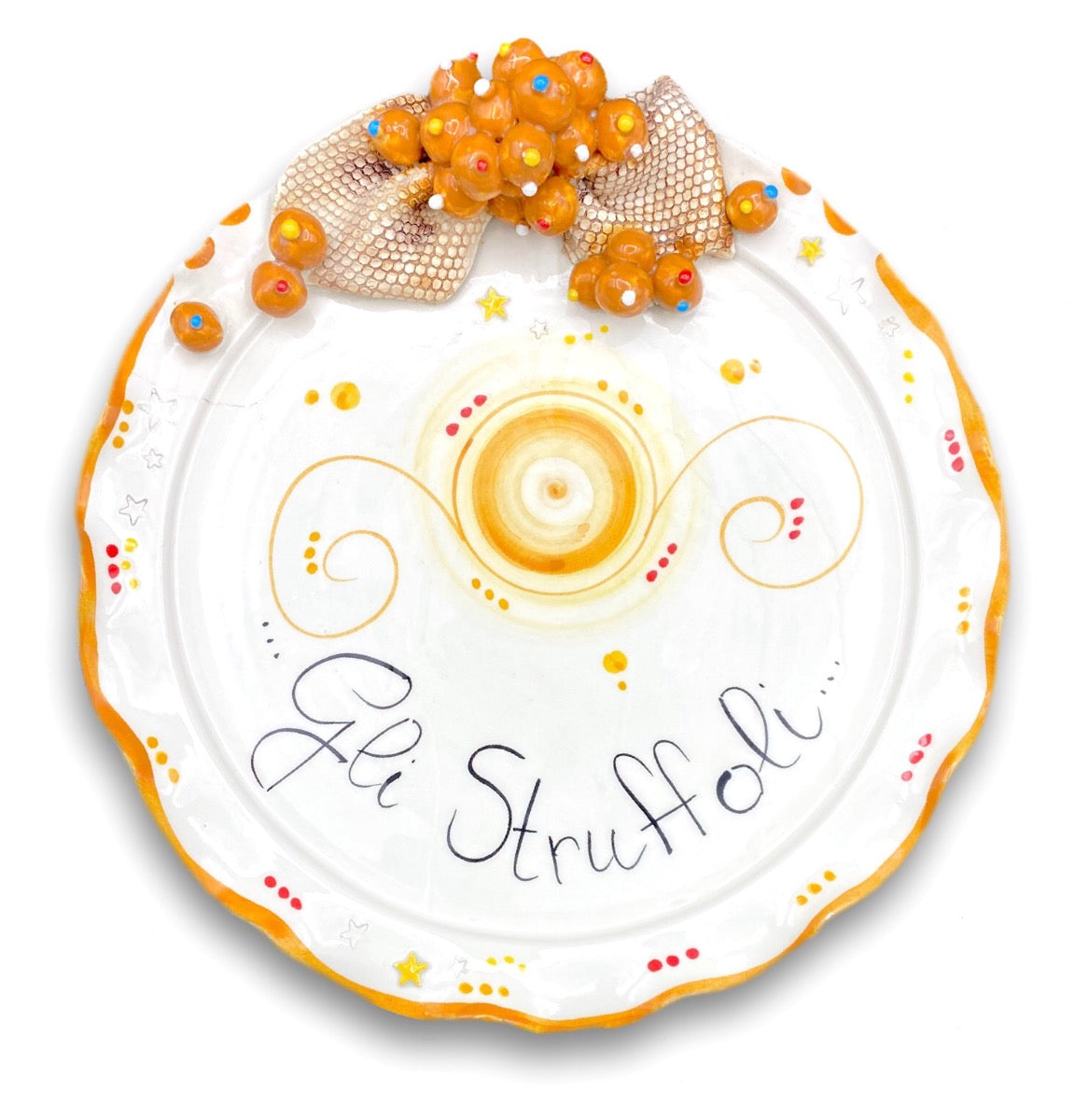 Piatto smerlato Natale in Ceramica Vietrese app. STRUFFOLI