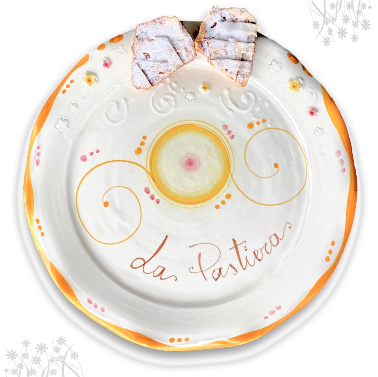 Piatto smerlato Pasqua per pastiera in ceramica di Vietri