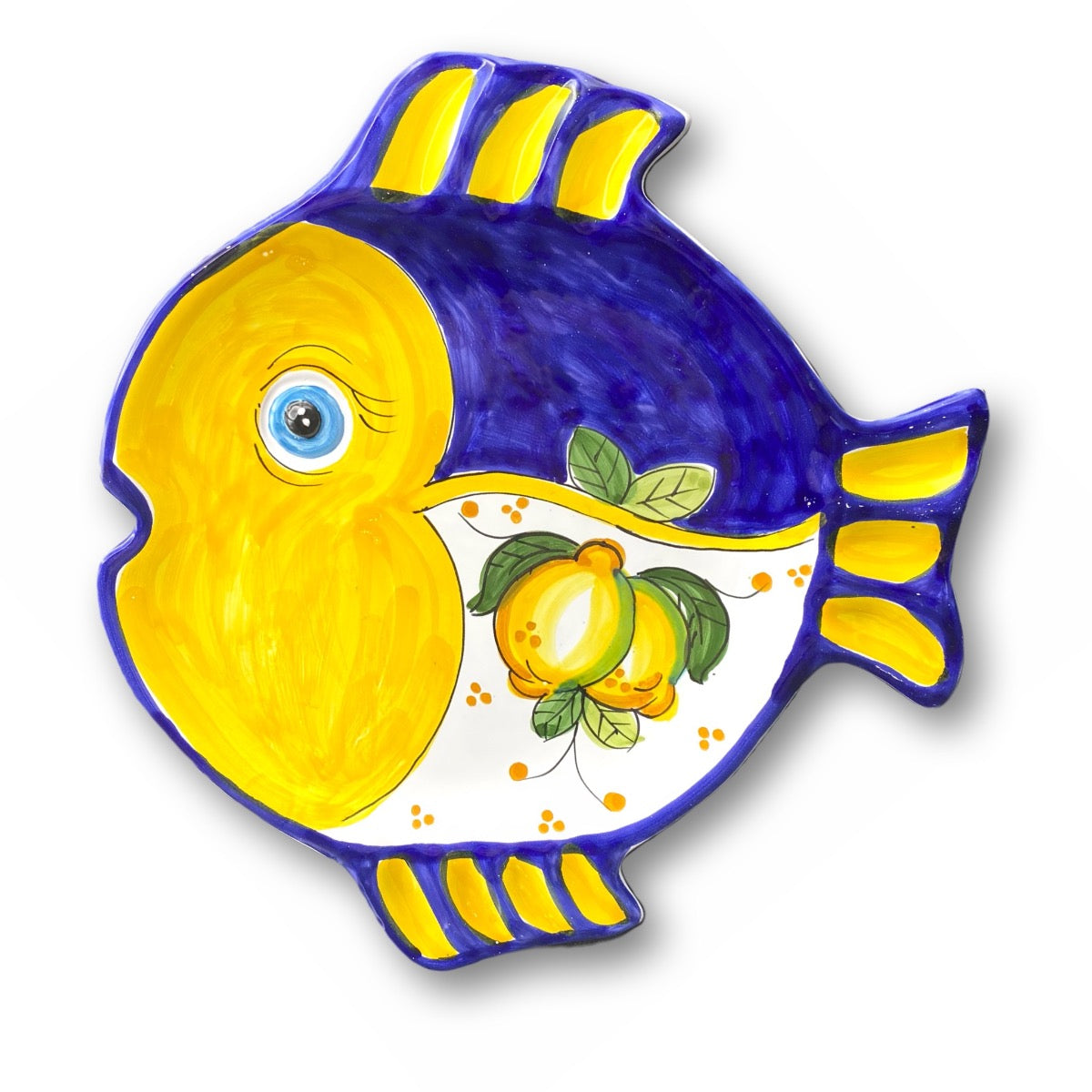 Piatto Pesce Rotondo in ceramica vietrese DECORO LIMONE COSTIERA NEW