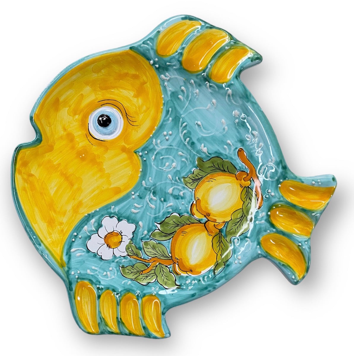 Piatto Pesce Rotondo in ceramica vietrese DECORO LIMONE VIETRI