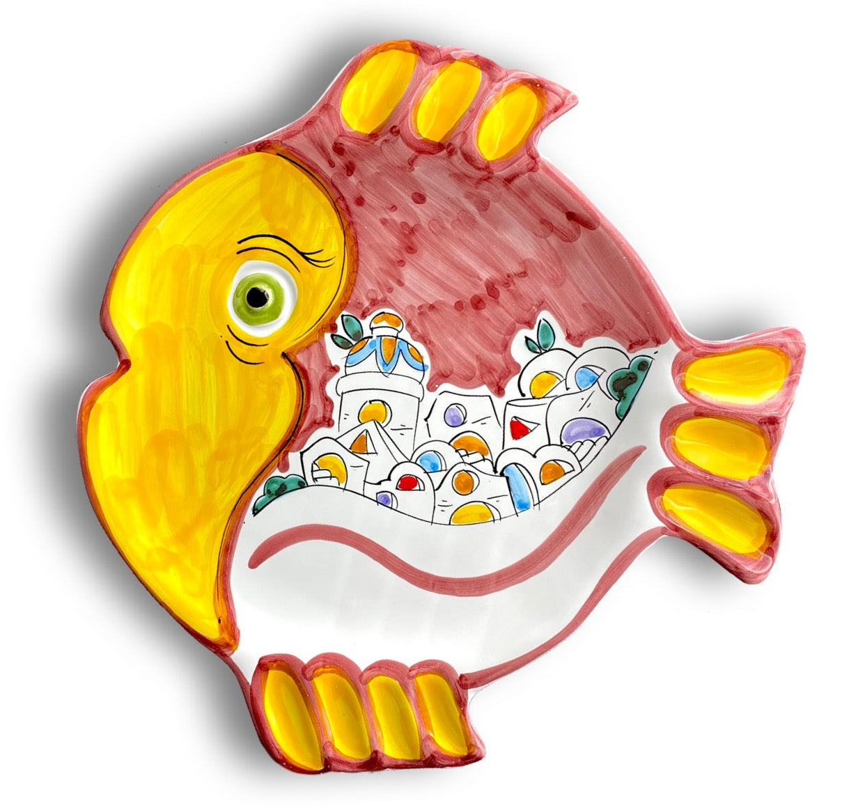 Piatto Pesce Rotondo in ceramica vietrese DECORO NAIF