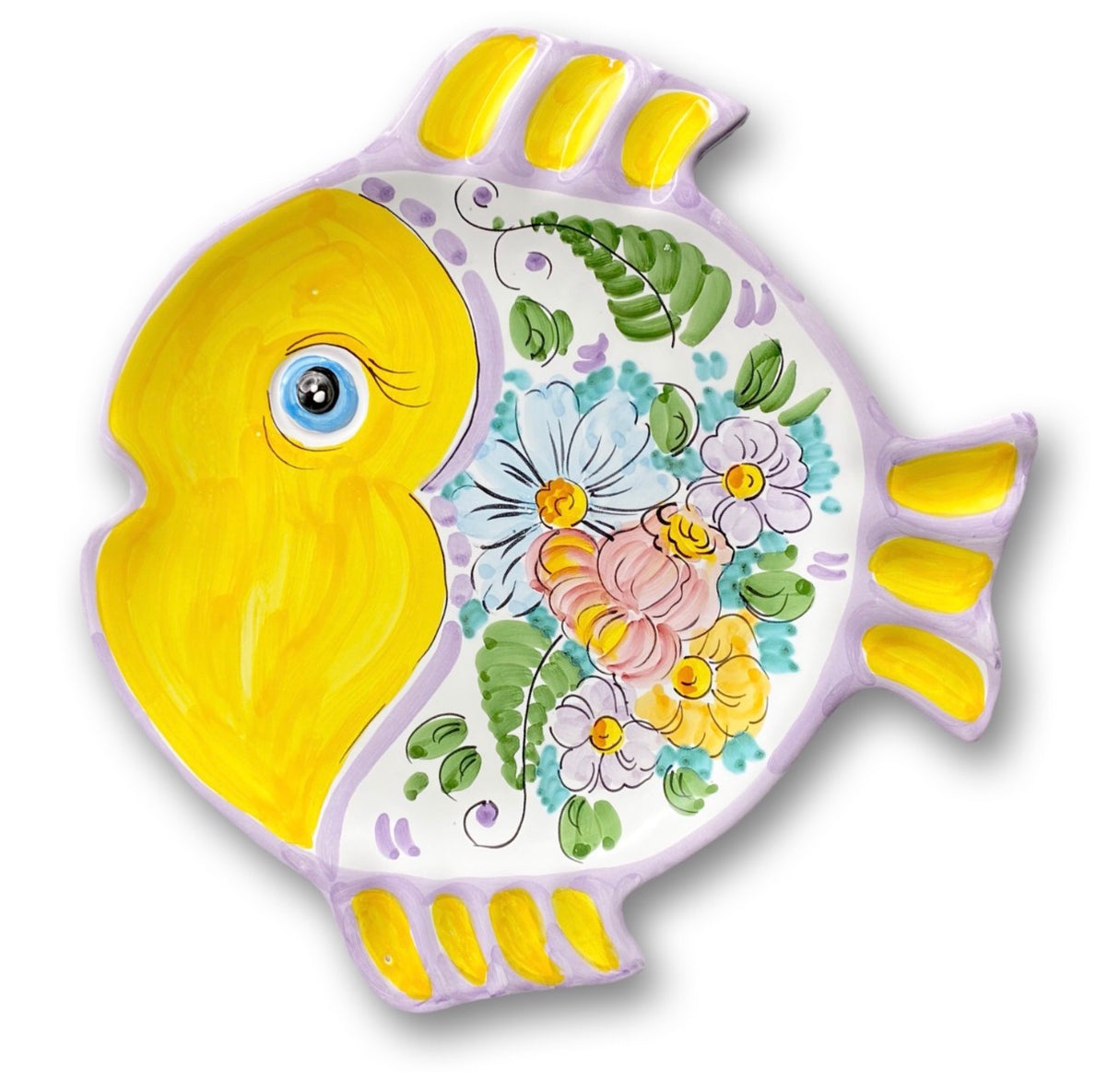 Piatto Pesce Rotondo in ceramica vietrese DECORO VIETRI ANTICO