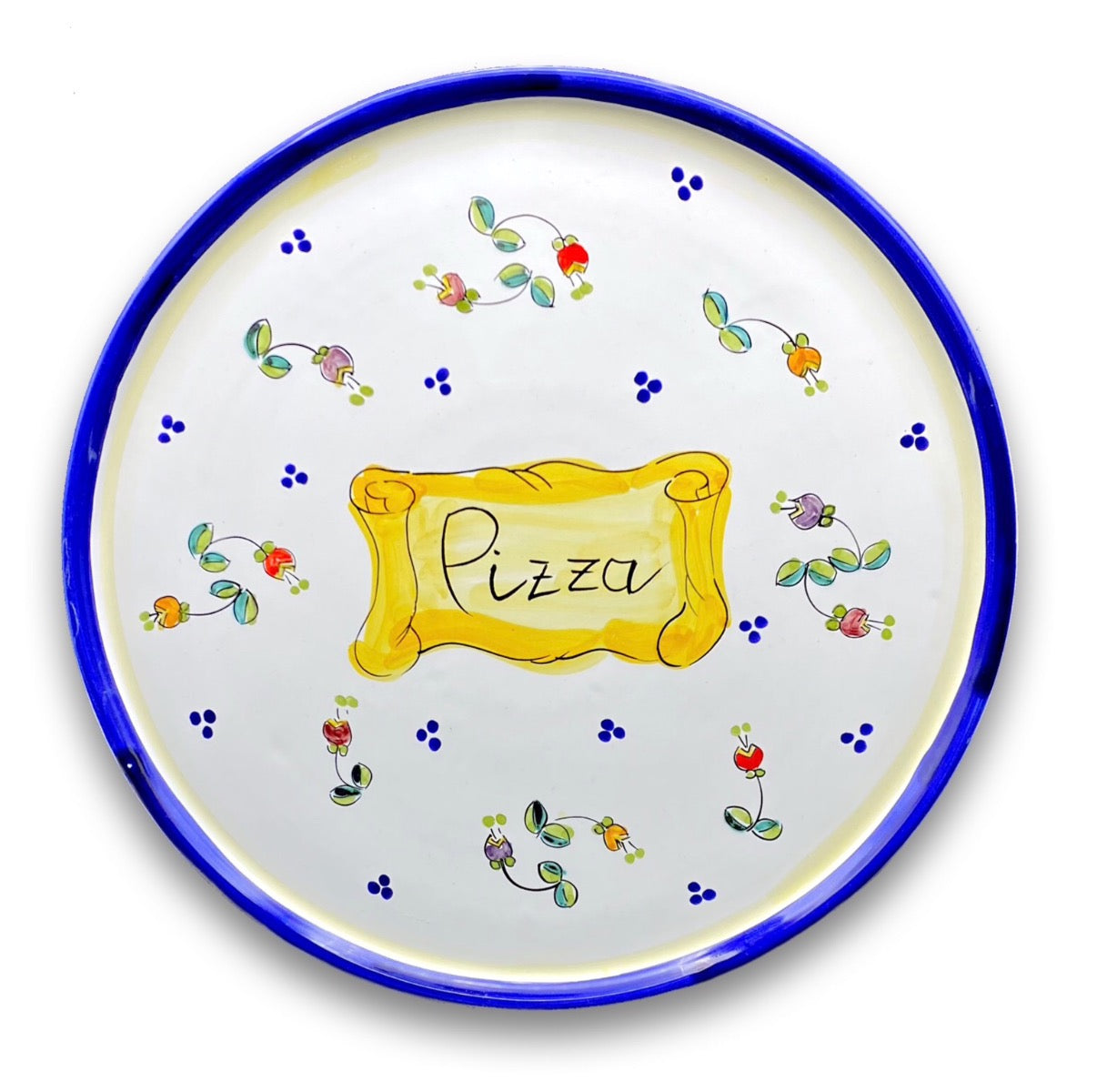 Piatto Pizza in ceramica vietrese DECORO CAMPANELLE