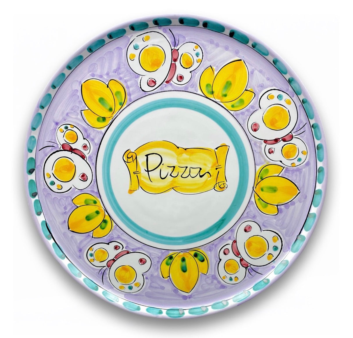 Piatto Pizza in ceramica vietrese DECORO FARFALLA NEW