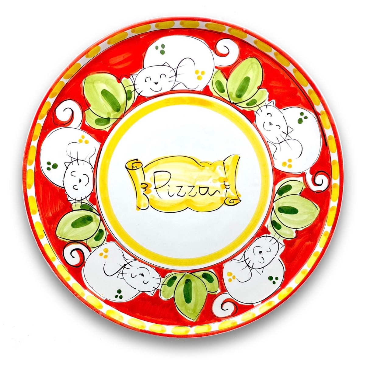 Piatto Pizza in ceramica vietrese DECORO GATTO NEW