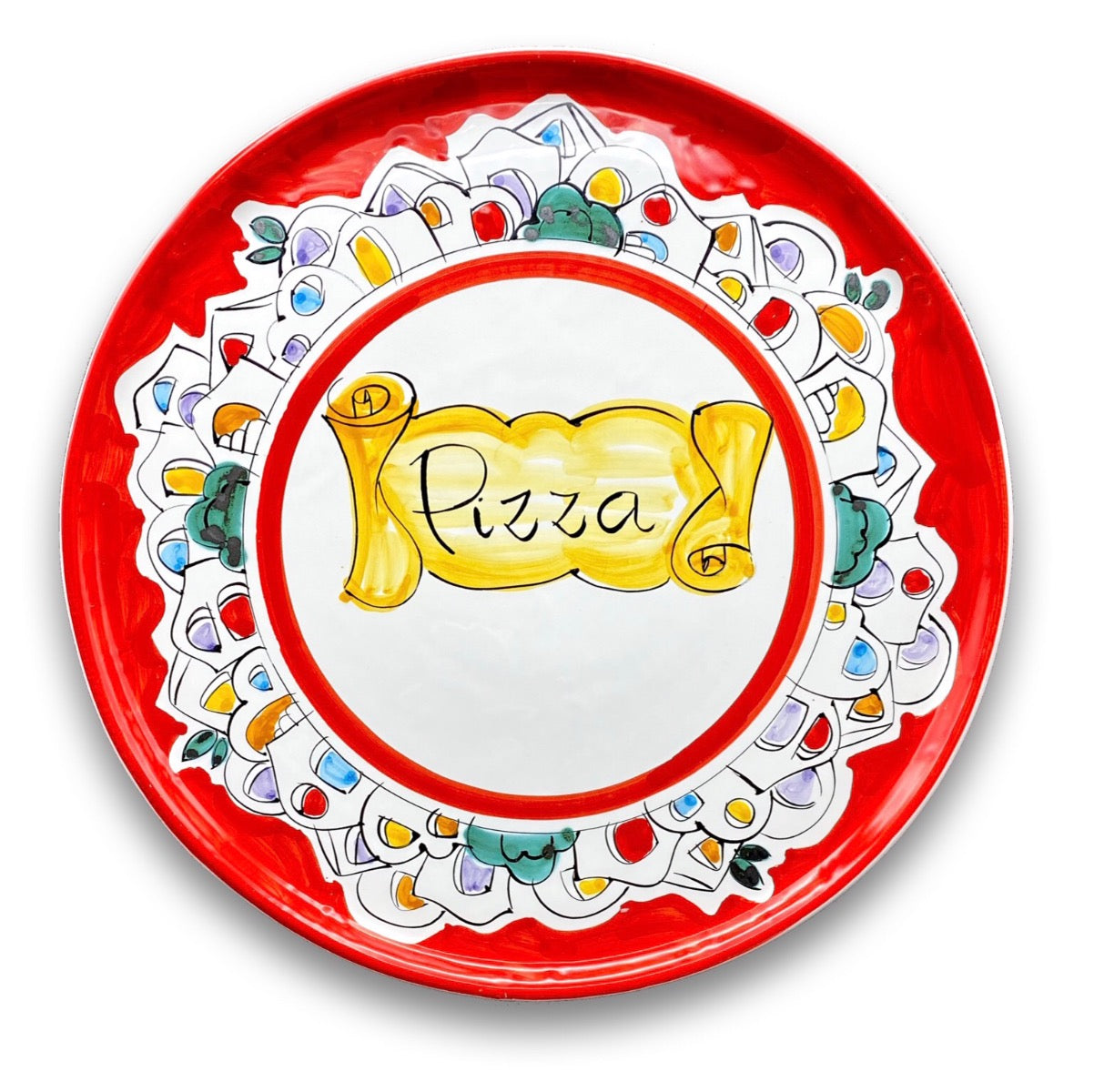 Piatto Pizza in ceramica vietrese DECORO NAIF