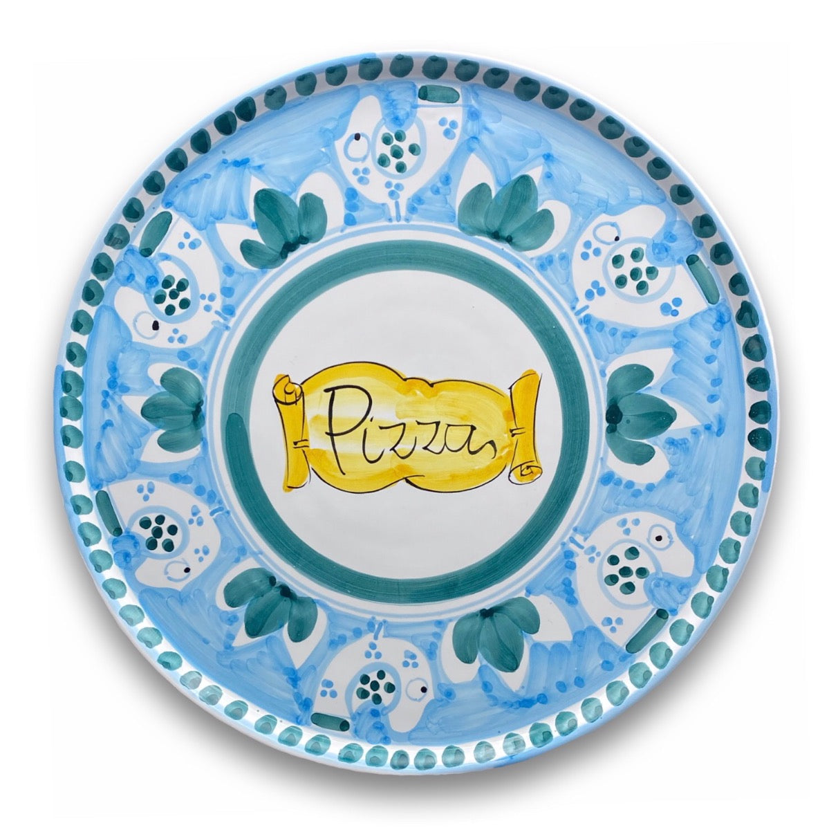 Piatto Pizza in ceramica vietrese DECORO PULCINO
