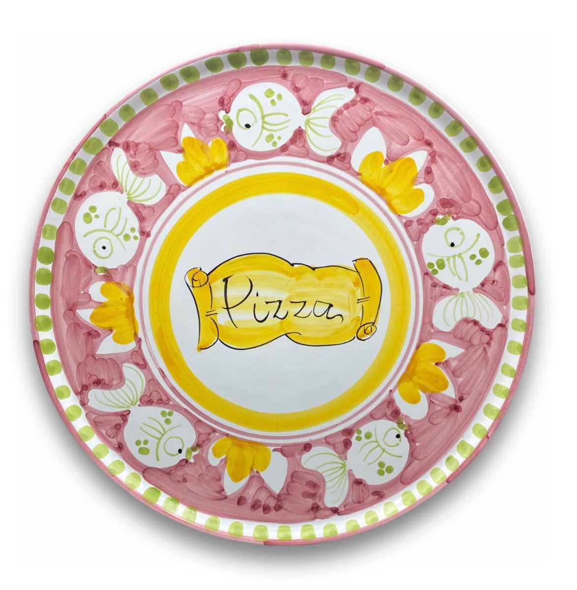 Piatto Pizza in ceramica vietrese DECORO PESCE PALLA