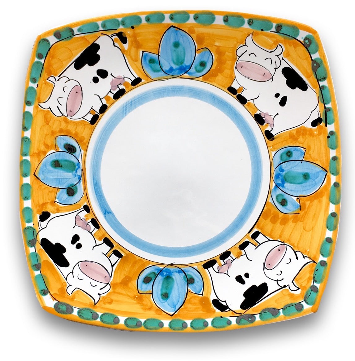 Piatto Sushi in ceramica vietrese DECORO MUCCA NEW