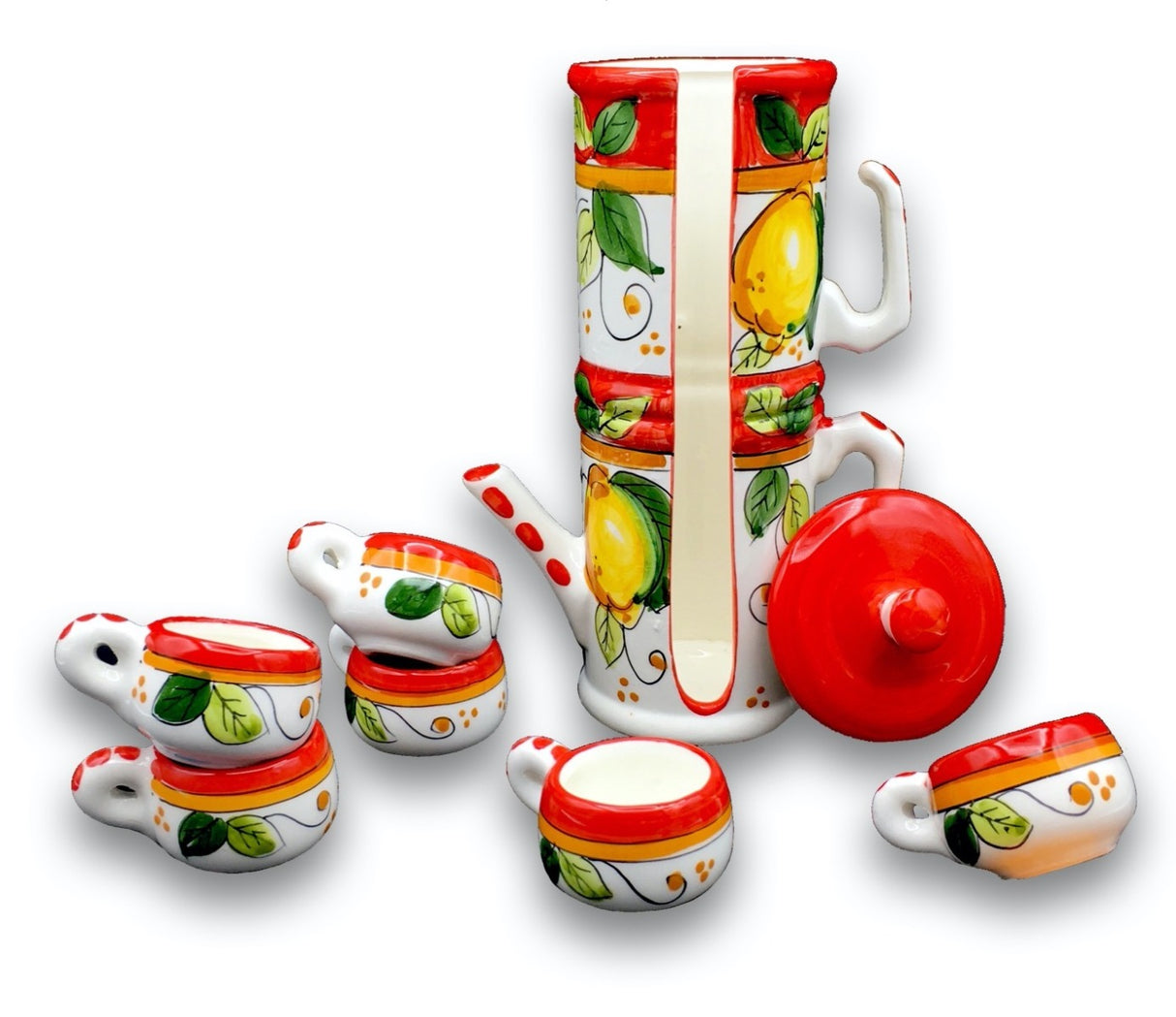 Servizio Caffè x6 in Napoletana in Ceramiche di Vietri