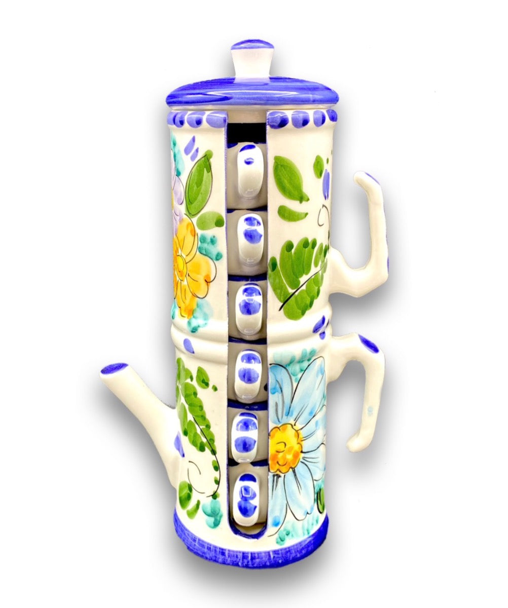 Servizio caffè per 6 in Napoletana in ceramica di Vietri