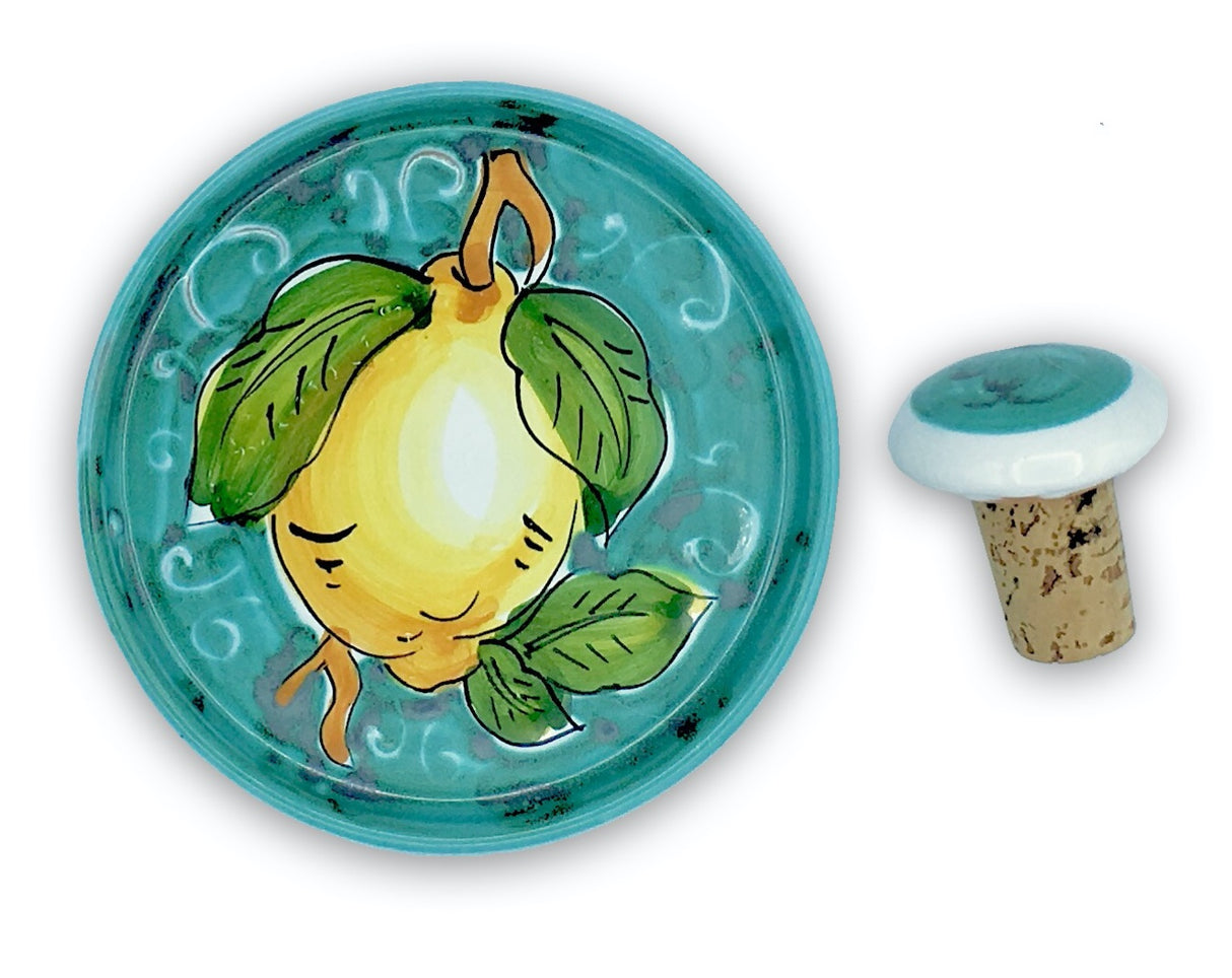 Sotto bottiglia in Ceramica Vietrese con tappo