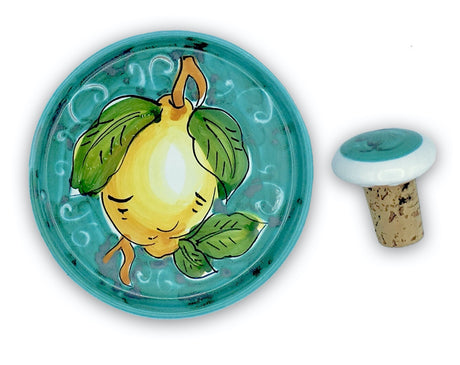 Sotto bottiglia in Ceramica Vietrese con tappo