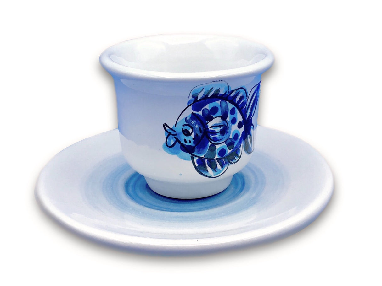 Tazzina + Piattino Caffè in Ceramica Vietrese MARE MAGNUM