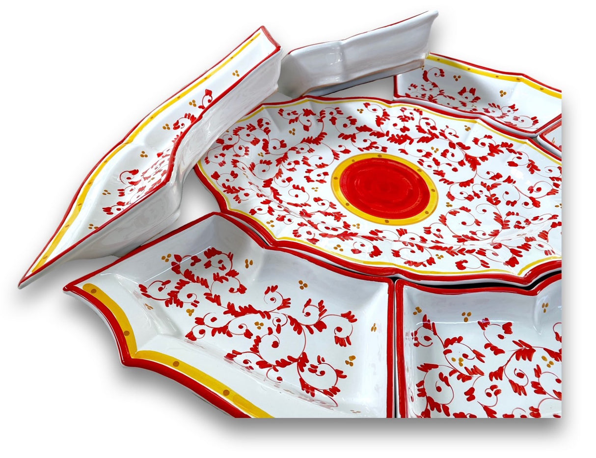 Antipastiera 7 pezzi in ceramica di Vietri BAROCCHETTO