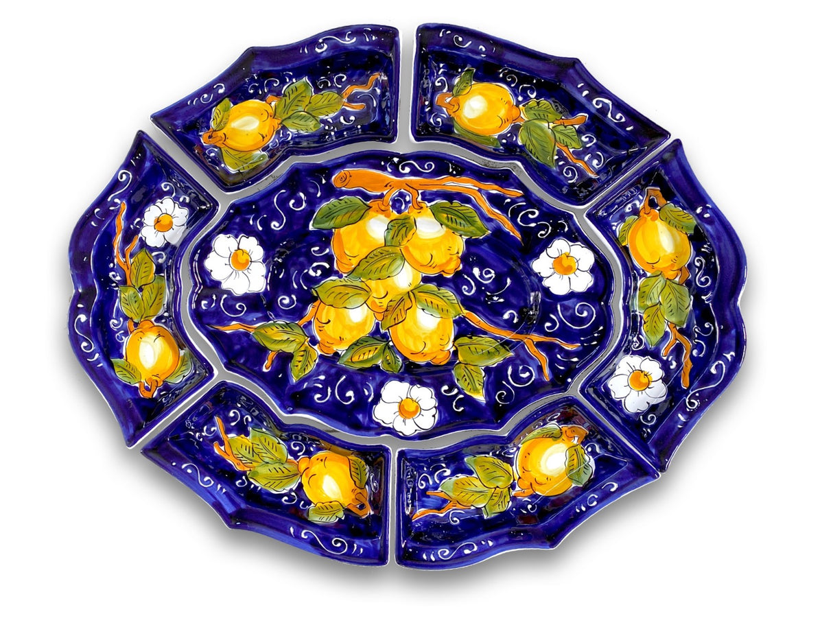 Antipastiera 7 pezzi in ceramica vietrese DECORO LIMONE VIETRI