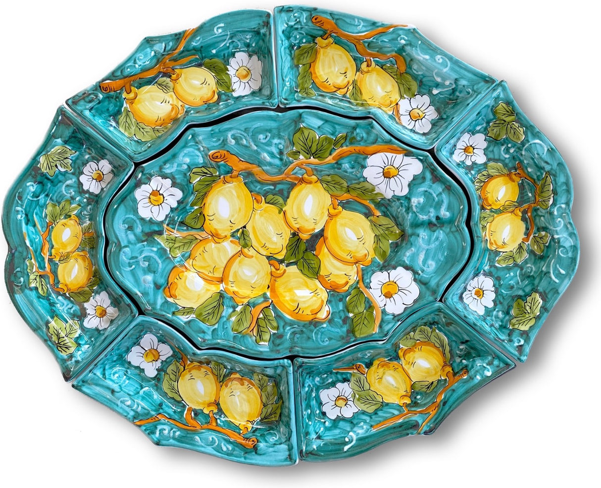 Antipastiera 7 pezzi in ceramica di Vietri LIMONE VIETRI