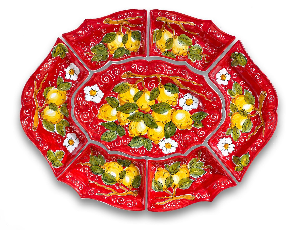Antipastiera 7 pezzi in ceramica di Vietri LIMONE VIETRI