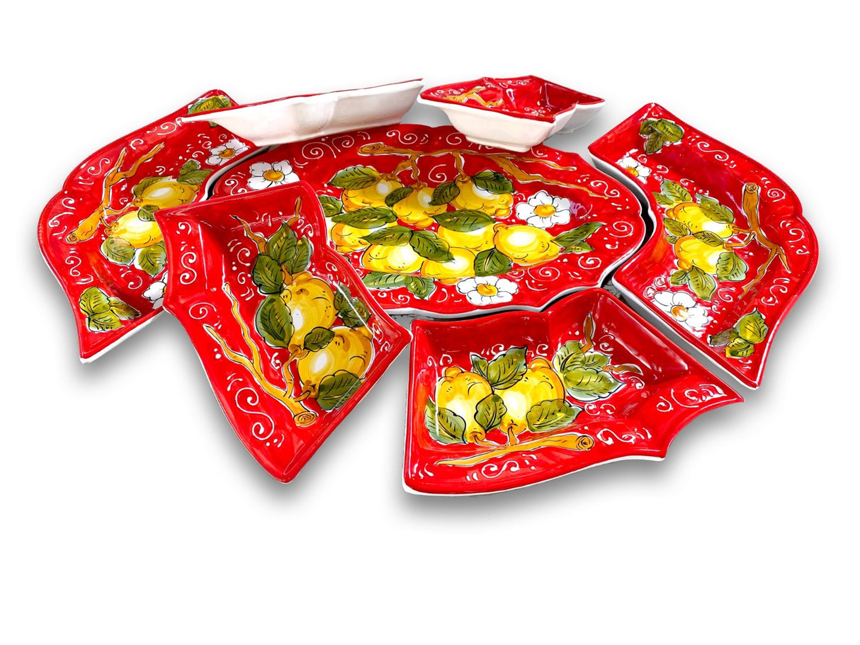 Antipastiera 7 pezzi in ceramica di Vietri LIMONE VIETRI