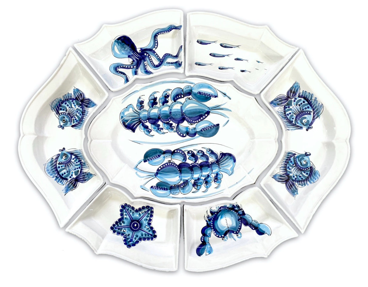 Antipastiera 7 pezzi in Ceramica Vietrese MARE MAGNUM