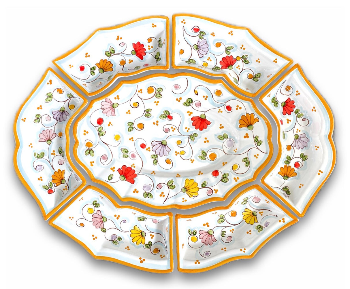 Antipastiera 7 pezzi in ceramica vietrese DECORO PRIMULA NEW