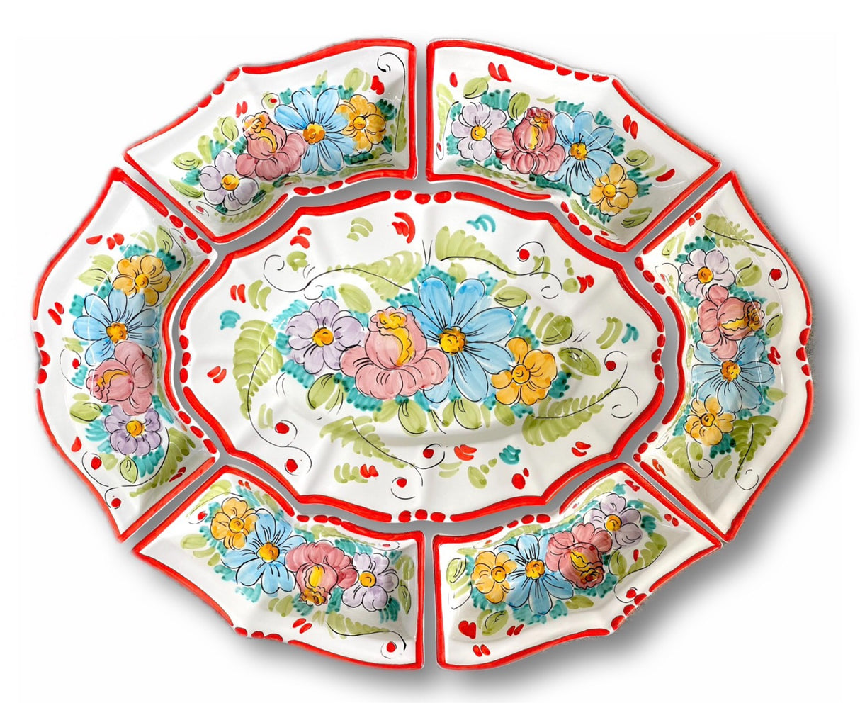 Antipastiera 7 pezzi in ceramica vietrese DECORO VIETRI ANTICO
