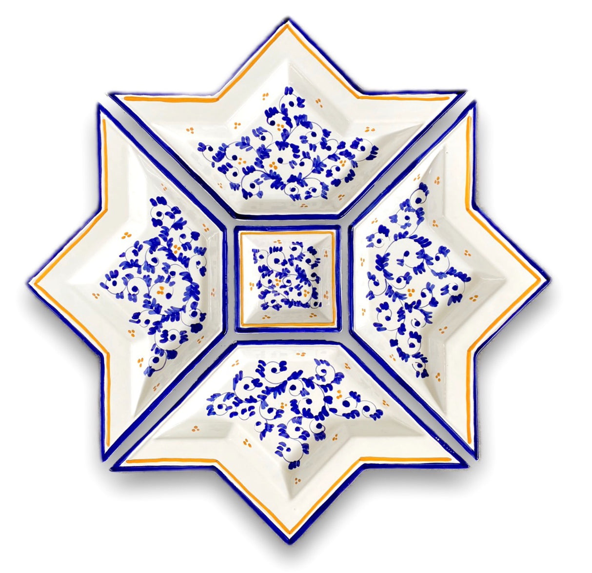 Antipastiera a Stella in Ceramica Vietrese DECORO BAROCCHETTO