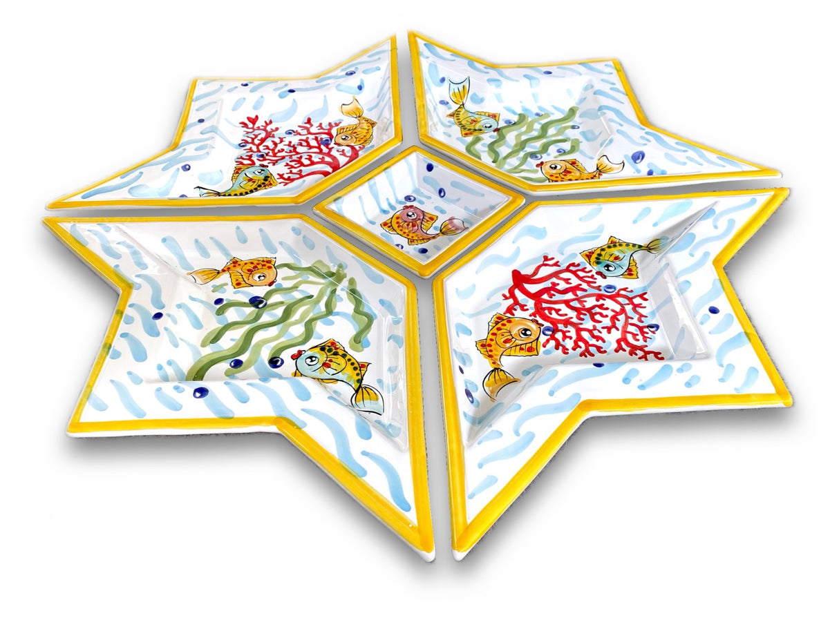 Antipastiera a Stella in ceramica di Vietri