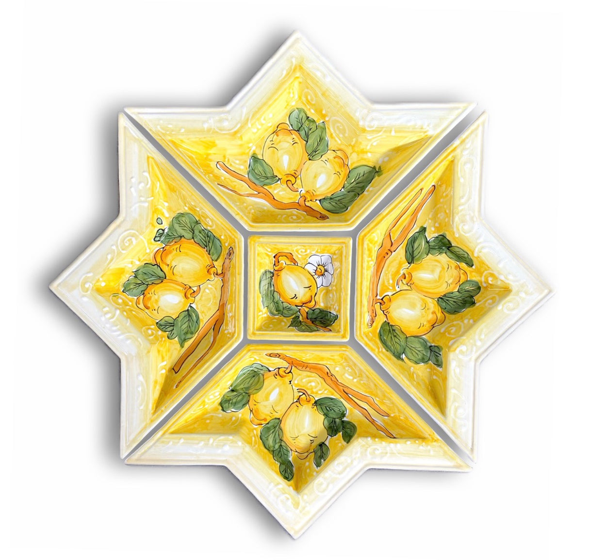 Antipastiera a Stella in Ceramica Vietrese DECORO LIMONE VIETRI